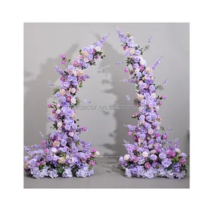 Dekorasi rak klakson tempa bunga imitasi ungu gaya baru baris panjang dari pemasok Tiongkok