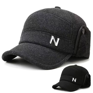 Gorra de béisbol de lana para invierno con orejeras para mantener el calor para hombres, estilo casual, 56-58 cm - Product Image 3