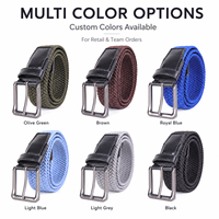 Ceinture élastique tressée extensible personnalisée avec embout en cuir PU, réglable sans trous, ceinture de golf décontractée pour hommes et femmes