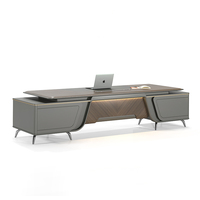 Nouvelle table de direction de luxe haut de gamme sur mesure en placage de bois en forme de L pour PDG et directeurs