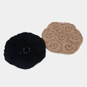 Phụ Nữ Thời Trang Mùa Thu Châu Âu Mỹ Mỏng Rỗng Thoáng Khí Mặt Trời Hat Beret Mũ Bông Crochet Berets Hat