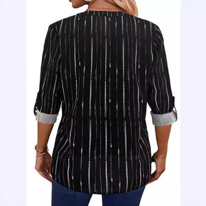 Camisas de Color Sólido de Moda Europea y Americana para Mujer, Nuevas Camisas de Gasa Elegantes y Holgadas con Cuello en V para Mujer - Product Image 3