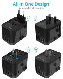VINTAR Universal Travel Charger Power Adapter Socket EU AUS UK US Plugs With 3 USB-C And 2 USB