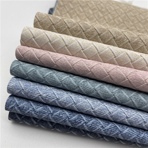 Nueva moda Denim tejido textura repujado Pu cuero sintético para bolsos de mano Material de zapatos - Product Image 1