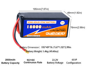 CHANDA 6S 22.2V半ソリッドステートLipoバッテリーパック5C/10C FPVドローンバッテリー12500/<span class=keywords><strong>15000</strong></span>/18000/20000/22000mAhオプションリチウムイオン - Product Image 4
