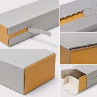 Boîte d'expédition pliable en carton ondulé kraft brun avec logo personnalisé en relief et bande de déchirement pour crème pour le visage