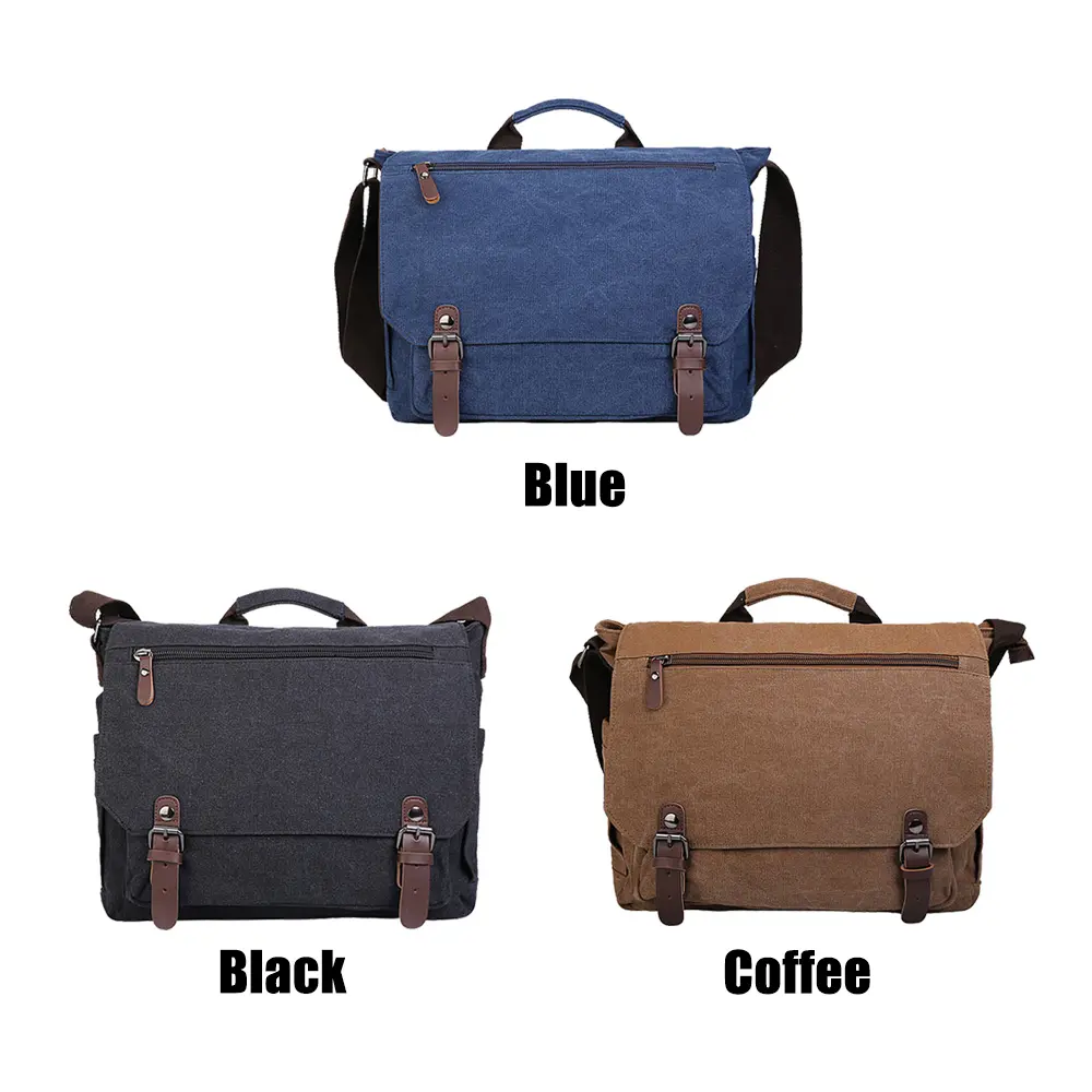 Manufacture Direct Sale Wholesale Price Vintage Satchel Men Tote Shoulder Laptop Bags Portfolio Leather Canvas Briefcase Bag