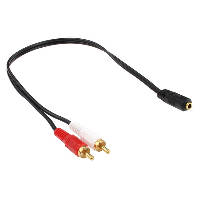 Gold Plated 3.5mm Stereo Female to 2 RCA Male Jack Audio Y Splitter Cable Adapter Cord Conversion Wire Line