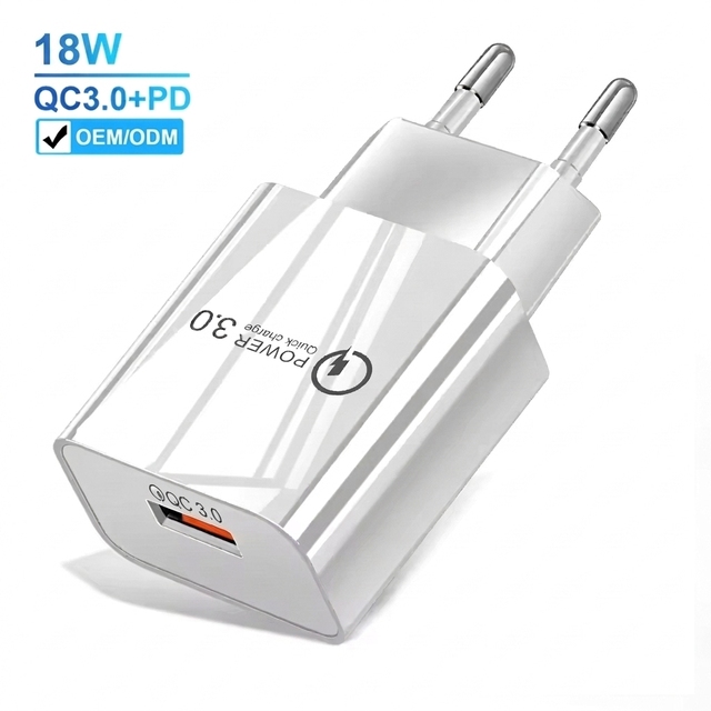 PD 18W QC3.0 Fast Wall Charger Dual Protocol USB Power Adapter CE Certified for iPhone Samsung Wholesale Bulk