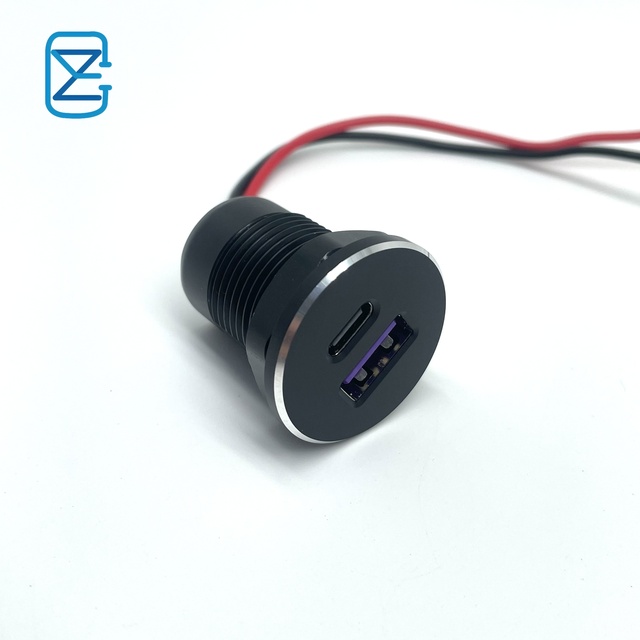 12V 24V Dual USB Car Charger Socket USB Type C USB a Panel Mount Power Adapter for RV Marine Boat Motorcycle