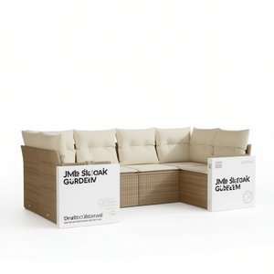 Ensemble de canapés de jardin JMe SletOAK en rotin beige, mobilier d'extérieur, coussins imperméables, design contemporain - Product Image 1