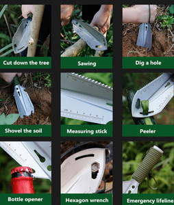 พลั่วพกพาอเนกประสงค์สำหรับตั้งแคมป์ 9 in 1 พร้อมกระเป๋าสำหรับพกพา เหมาะสำหรับการตั้งแคมป์และเดินป่ากลางแจ้ง - Product Image 3