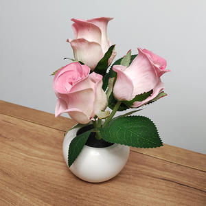 โคมไฟประดับกระถางต้นไม้ดอกกุหลาบสีชมพูไฟกลางคืนอุปกรณ์ตกแต่งโต๊ะของขวัญ uionen 2203 - Product Image 3