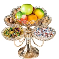 2024 meilleure vente décoration de Table de Style européen écologique cristal assiette de fruits dorés métal fer verre plat pour Fruits secs