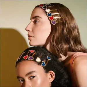 Korea Mode Meisjes Rood Wit Zwart Hart Kwastje Haarspelden Voor Vrouwen Vintage Goud Zilver Hart Haar Clip Haar Accessoires