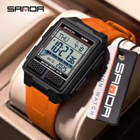 Montre électronique pour homme SANDA 2212, étanche 50 m, bracelet sport tendance, lumière nocturne, compte à rebours, chronomètre, montre LED en silicone