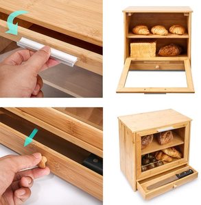 Boîte à pain en bambou personnalisée, stockage écologique en bois naturel sans BPA pour les aliments, <span class=keywords><strong>casse</strong></span>-<span class=keywords><strong>noisette</strong></span> flexible, conception décorative de vacances - Product Image 2