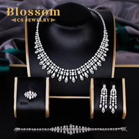 Ensemble de bijoux pour femmes Blossom CS Jewelry Factory Direct Bridal, argent sterling 925, zircon cubique, franges marquises