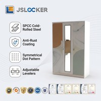 Armoire en acier avec miroir pleine longueur, meuble de rangement métallique, structure KD, pour chambre à coucher, dortoir, appartement