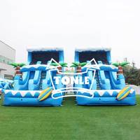 Toboggan aquatique gonflable commercial double piste de 16 pieds de haut avec piscine, idéal pour la glisse aquatique, à vendre