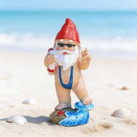 Ornement de bureau en résine, figurine de nain sur planche de surf, motif cercle de natation et bikini