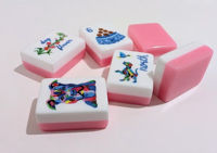 Jeu de Mahjong Américain Peint à la Main avec Motifs Canins Colorés, 160 Tuiles en Acrylique Écologique, Thème Amoureux des Animaux, Jeu Complet pour 4 Joueurs