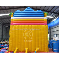 Château gonflable tropical d'extérieur, parc à dinosaures, château gonflable à double piste, toboggan aquatique gonflable pour piscine creusée avec souffleur