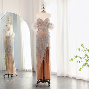 Jancember SZ187 Robes de soirée sirène dos nu avec fente sur les épaules - Product Image 1