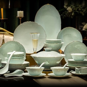 2025 New Jingdezhen Kaolin Linglong Eco-friendly Scenic Tableware Suit Chinese High-grade Underglaze Color Bowl for Housewarming - Product Image 1