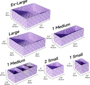 ORGMASTER Paniers de <span class=keywords><strong>rangement</strong></span> cubiques tissés à la main, peu profonds, lot de 7, violet, pour bureau, commode, cuisine, garde-manger - Product Image 2