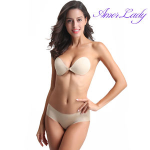 通気性のあるウォッシュドヌードセクシーインビジブルブラ、ファッショナブルで速乾性、健康的なバックレスカスタム快適生地プッシュアップインビジブルブラ - Product Image 2