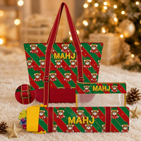Sac de Voyage 3 Pièces Robuste avec Motif Ours de Noël pour Mahjong, Sac Fourre-tout pour Accessoires de Mahjong, Idéal pour le Camping en Plein Air - Grande Vente