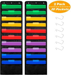 20 Pockets Premium Hanging <b>File</b> <b>Folder</b> Organizer/Wall Mount Storage Charts with 6 Over Door/2 Packs Wall Hanger for Magazines - Product Image 1