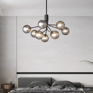 โคมไฟระย้าทองแดงสไตล์วินเทจแบบฝรั่งเศส โคมไฟหรูหราสำหรับห้องนั่งเล่นและห้องรับประทานอาหาร โคมไฟแก้วเมจิกบีนแบบอเมริกัน - Product Image 2