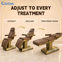 Table de massage réglable de luxe, lit de beauté électrique, lit de spa facial avec base LED pour salon de beauté