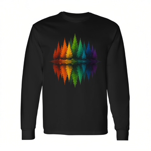 Camiseta de Manga Larga con Estampado Digital de Árboles y Naturaleza, Cuello Redondo, Unisex, Diseño de Aventura en el Bosque y Vida Silvestre - Product Image 2