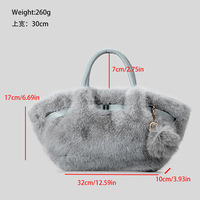 Bluflut Nouveau Sac à main en fourrure Sac à bandoulière en fourrure moelleux d'hiver Sac seau en fourrure douce à grande capacité à la mode Sac à main pour femmes