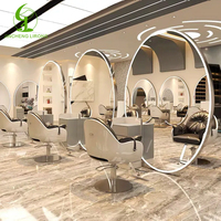 Jincheng Barber Shop Miroir de coiffure avec LED Miroir de coiffure ovale double face du sol au plafond