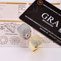 Bague Classique pour Homme en Argent Pur 925 Plaqué Or 18 carats avec Moissanite VVS Taille Ronde Brillante Style Hip Hop - Vente en Gros