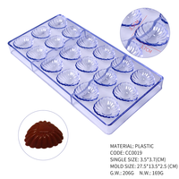 Vente en gros de moules à chocolat en plastique en forme de coquille MRF 18 cavités outils artisanaux pour la décoration de gâteaux