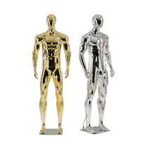 Großhandel Ganzkörper-Männer-Schaufensterpuppe aus Kunststoff, galvanisiert, Chrom, Gold, Silber, sportliche Ausführung, europäischer Originalstil, stehende Pose