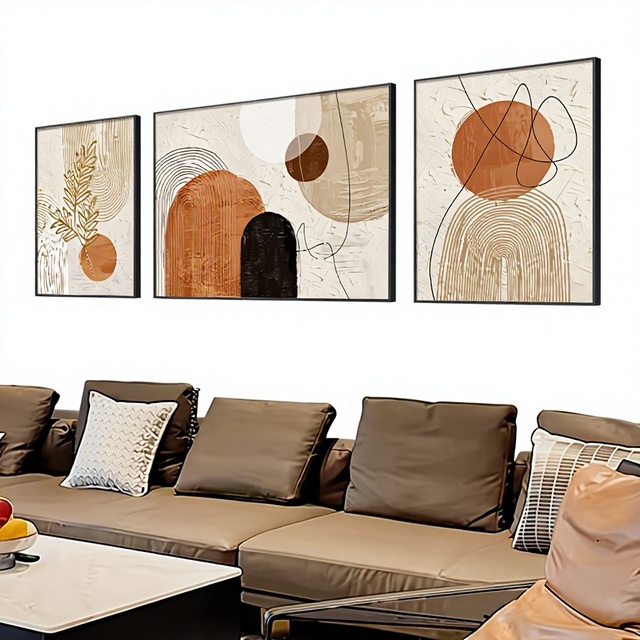 Abstract Oil Canvas Living Room Decorative Painting Advanced Sense Modern Simple Art Sofa Background Wall Hanging Light Frame