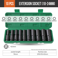 Jeu de douilles profondes métriques de 78 mm, 10 pièces, 1/2 pouce, revêtement en oxyde noir, disponible en OEM, douilles hexagonales, tailles 10-24 mm, jeu d'outils de réparation automobile DIY