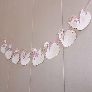 Paper White Swan Garland <b>Banner</b> Bunting Pink White Wedding Decorations for Home Birthday Party Supplies Baby Shower Girls Decor - Product Image 6