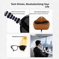 Lunettes Intelligentes IA avec Caméra 8MP, Puce JL7018, Traducteur en Temps Réel, Commande Vocale, Lunettes Bluetooth avec Étui de Recharge