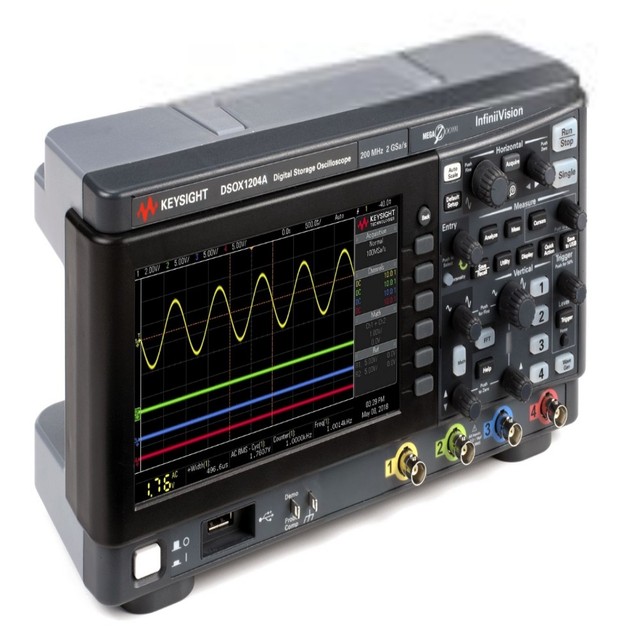 Keysight/Agilent DSOX1204A Oscilloscope: 70/100/200 MHz, 4 Analog Channels Power Supply Signal Generator Ne