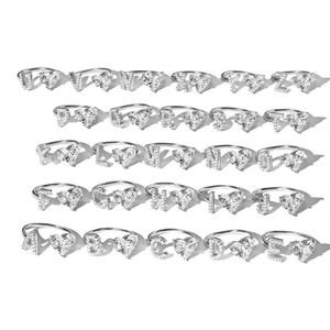Dylam <b>Adjustable</b> a Initial <b>Ring</b> for Women 925 Sterling <b>Silver</b> Letters Love Heart Shape 5A Cubic Zirconia A-Z 26 Alphabet <b>Rings</b> - Product Image 6