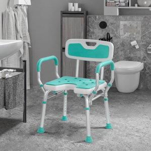 Chaise de douche roulante bariatrique réglable en alliage d'aluminium de haute qualité, capacité 150 kg, <span class=keywords><strong>pour</strong></span> personnes handicapées, usage médical - Product Image 1