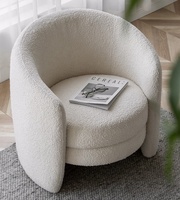 Fauteuil d'appoint individuel rond en lin et velours, design nordique moderne, pour salon de projet hôtelier