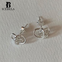 Boucles d'oreilles clous ICEBELA en argent sterling 925, design simple et tendance, motif boule torsadée, cercle géométrique enroulé, pour femme